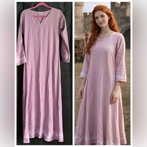 VIKING MEDIEVAL RENFAIRE RENAISSANCE TUNIC DRESS LAVENDER PURPLE PINK LINEN LARP